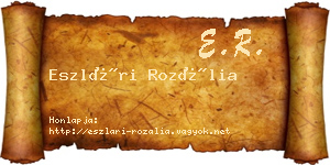 Eszlári Rozália névjegykártya